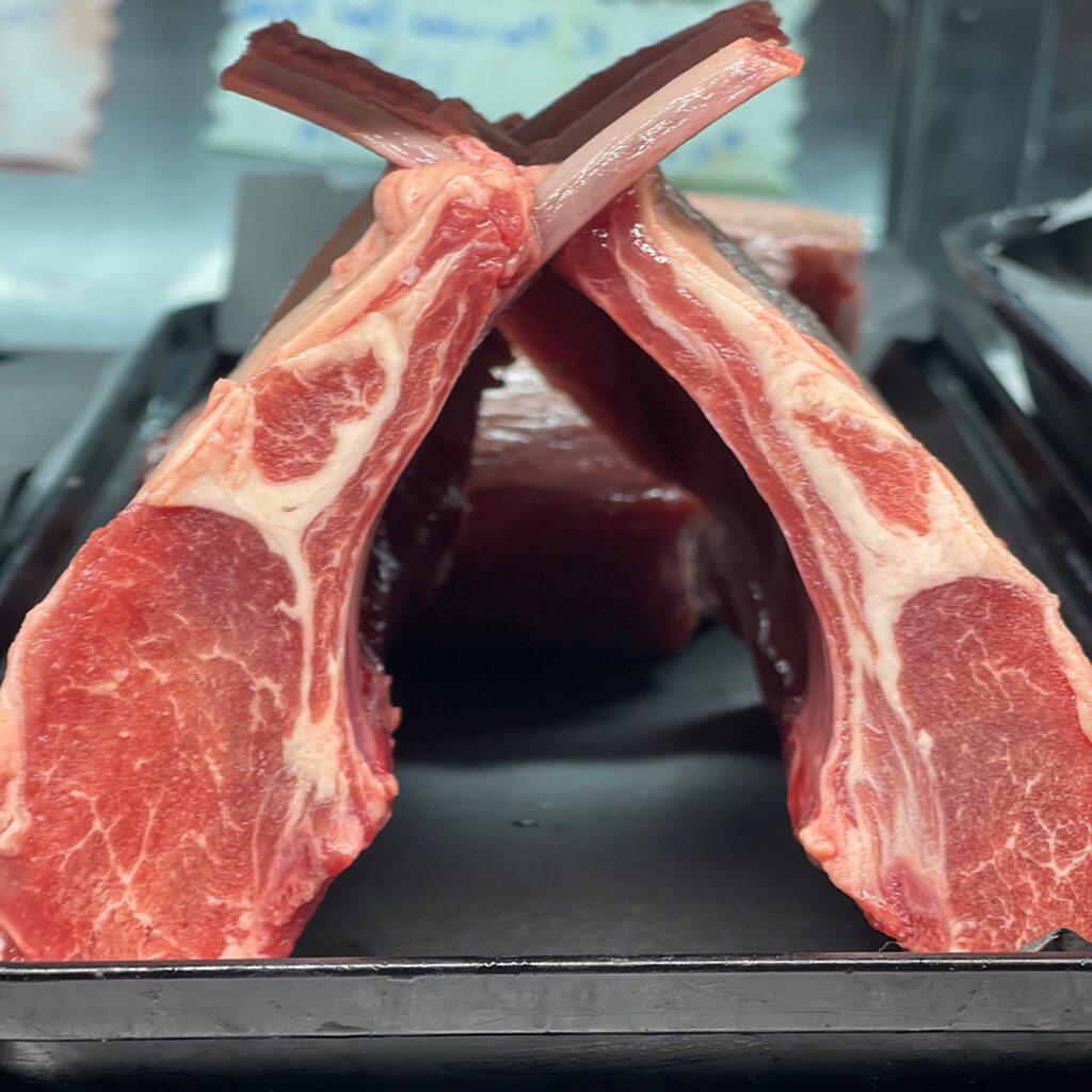 veal chops behind the counter