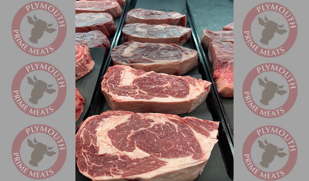 grassfed ribeye on display