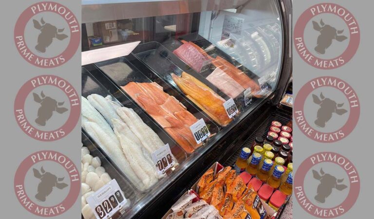 fish filets on display