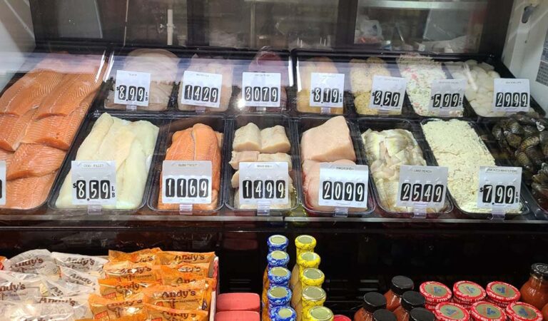 seafood products on display