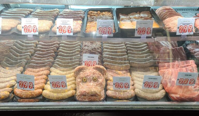 sausage behind the counter
