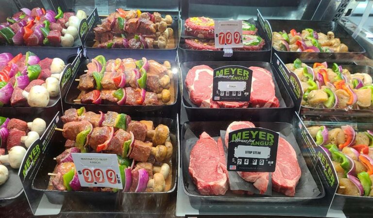 Kabobs behind the counter