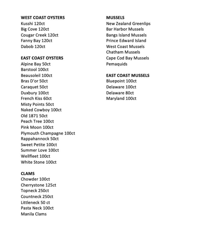 Seafood Menu Page 2