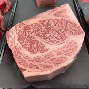 Single A5 Wagyu Steak on display