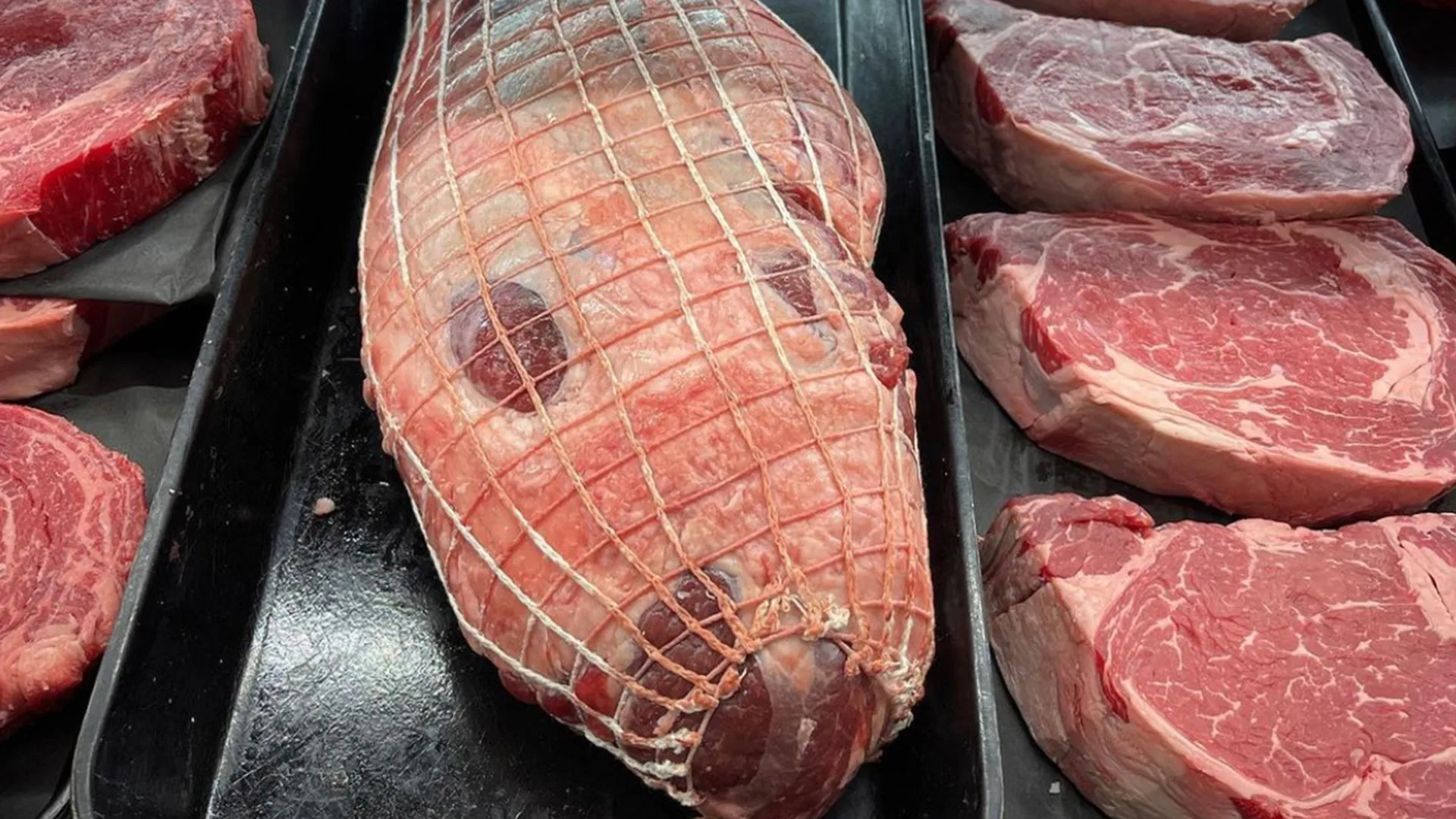 leg of lamb out on display