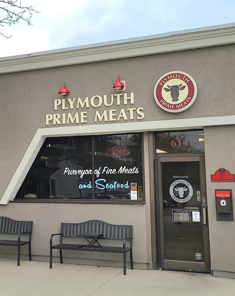 outside of the plymouth prime meats building